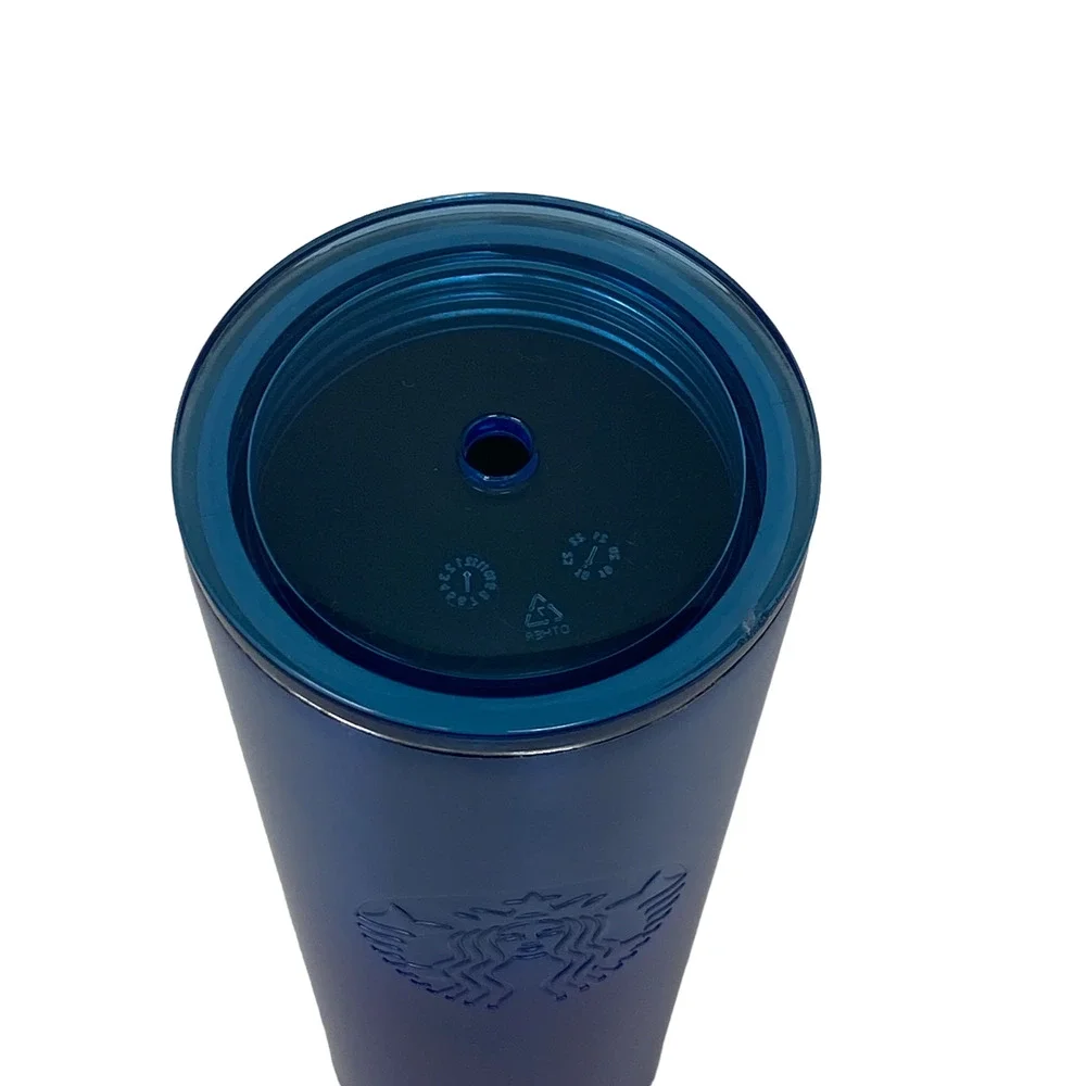 Starbucks Coffee Cold Beverage Blue Stainless Steel 16 Fl Oz‎ Tumbler With Lid